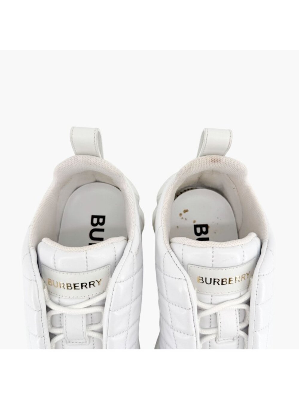Burberry Quilted Sneakers EU 39 US 9 White Leather Low Top Runner Lace Up Shoe - Picture 5 of 13